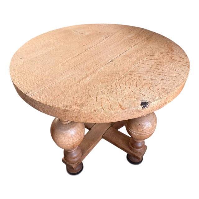 Mid-20th Century Brutalist Round Oak Coffee Table, Denmark For Sale