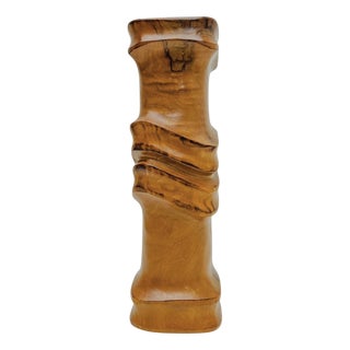 Mid-Century Hand-Crafted Sculpted Olive Wood Vase, 1970s For Sale