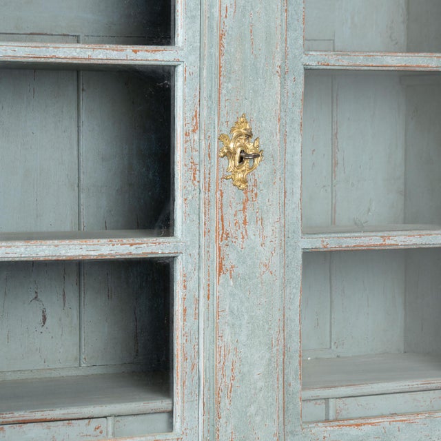Blue Early 19th Century Swedish Blue Painted Pine Display Cabinet For Sale - Image 8 of 18