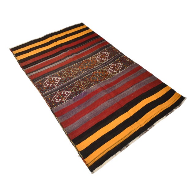 Wool & Cotton Kilim Rug For Sale