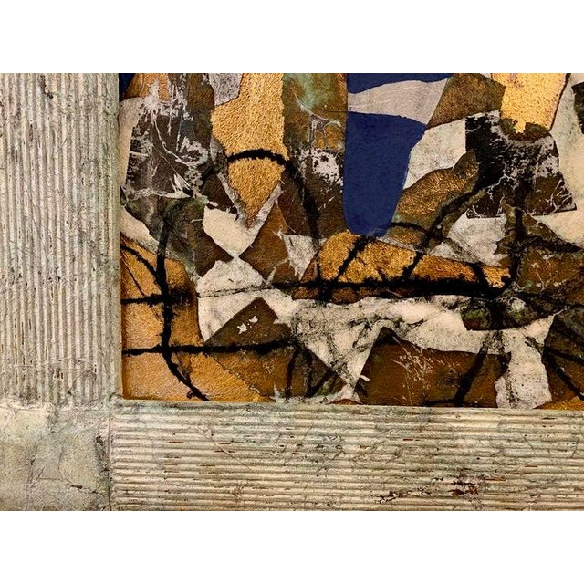 Andrea Stella "The Hiker" Wide Gold Leaf Oil Mixed Media Painting, Figurative Landscape, Italian Contemporary Art, 2010 For Sale In Monterey, CA - Image 6 of 9