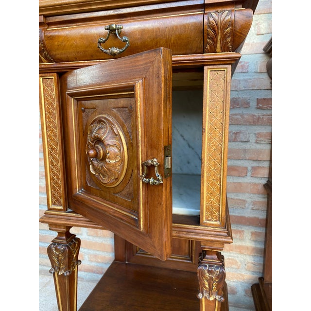 19th Century French Marble Top Bedside Tables, 1890s, Set of 2 For Sale - Image 14 of 18