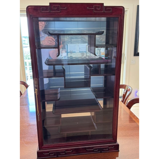 Mid 20th Century Chinese Rosewood Curio Display Cabinet For Sale - Image 13 of 16