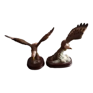 American Bald Eagle Resin Sculptures - Set of 2