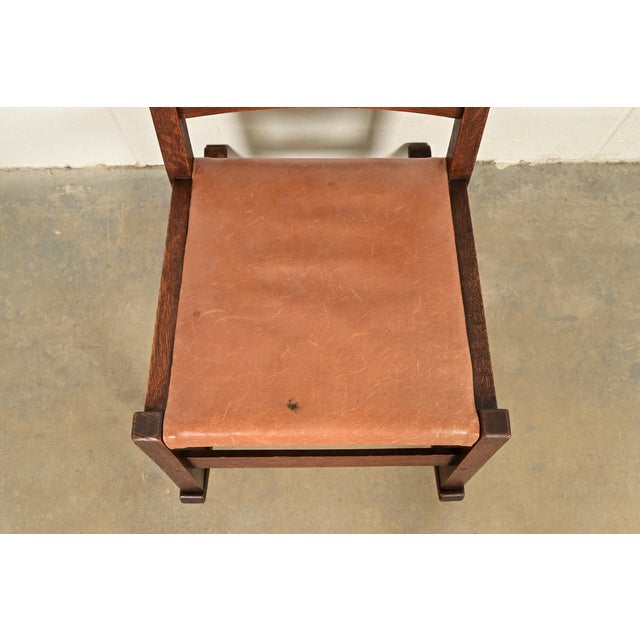 Wood L. & J. G. Stickley Antique Mission Oak Arts & Crafts Rocking Chair, Circa 1910 For Sale - Image 7 of 13