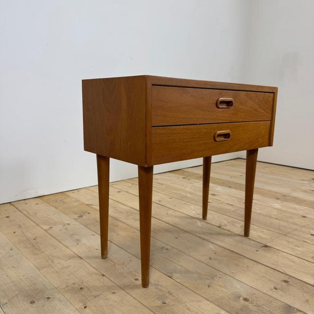 Wood Danish Teak Nightstand with Two Drawers, 1960 For Sale - Image 7 of 9
