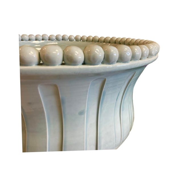 2020s Large Ribbed Footed Decorative Bowl With Beaded Edge For Sale - Image 5 of 5