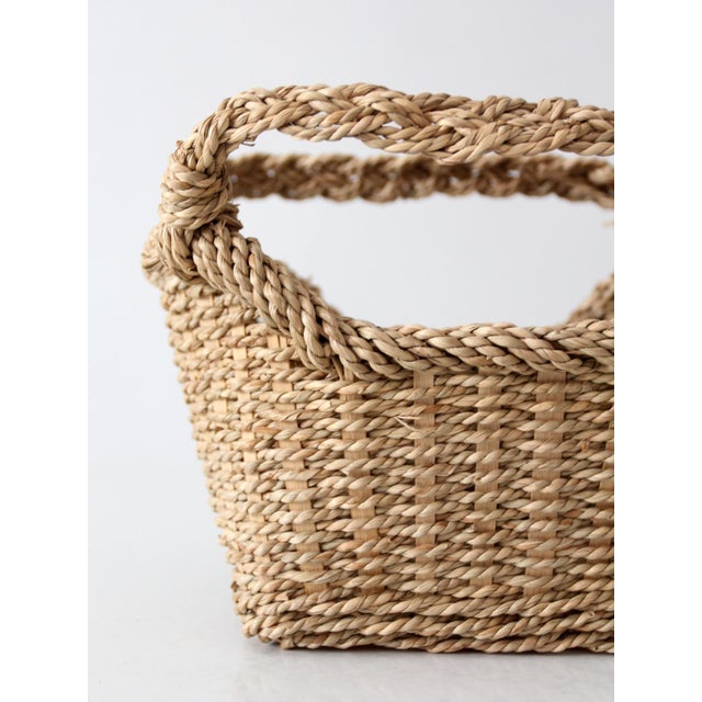Vintage Woven Basket With Handles For Sale - Image 9 of 13