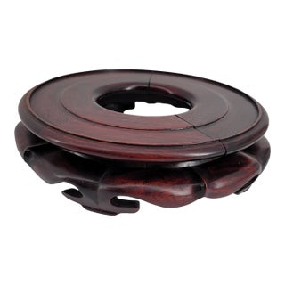 Vintage Carved Hardwood Fishbowl Stand-Rosewood Finish Pedestal for Chinese Porcelain Planters & Vases For Sale