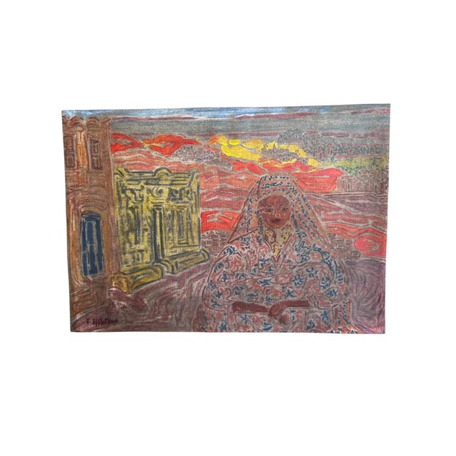 1940s Inji Efflatoun “Untitled” Mixed Media Painting, Egypt For Sale - Image 5 of 12