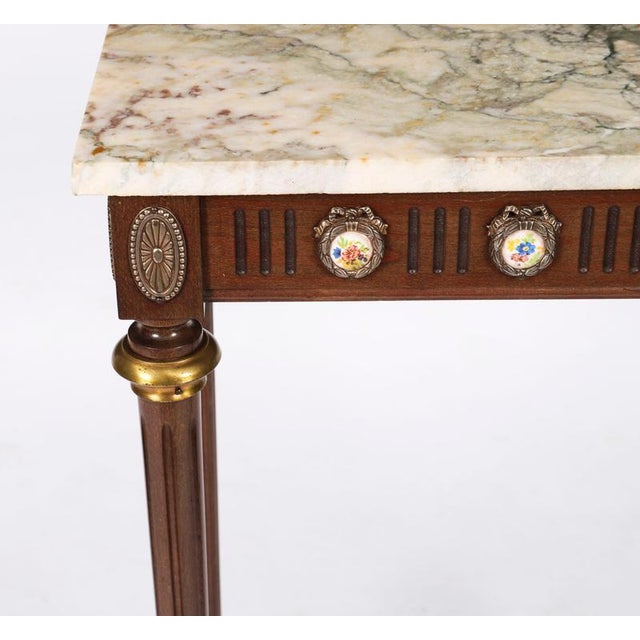 Stone Small Antique Console Table with Sevres Plaques and Marble Top, 1950s For Sale - Image 7 of 11