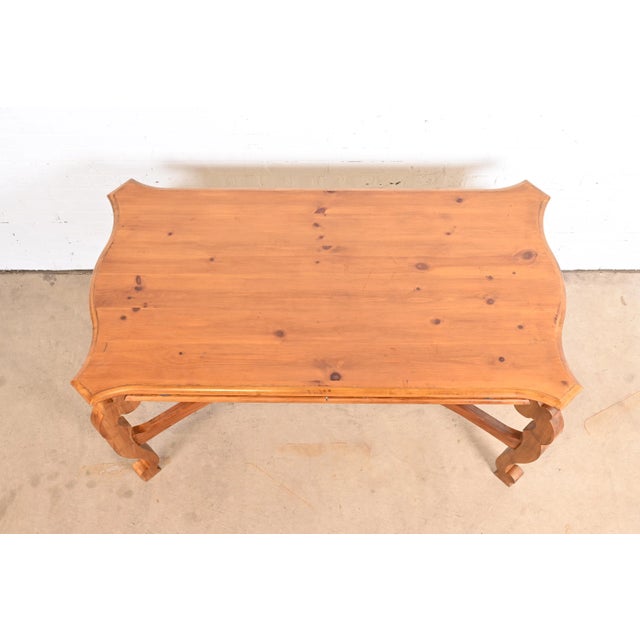 1990s Romweber Spanish Baroque Carved Pine Writing Desk For Sale - Image 5 of 13