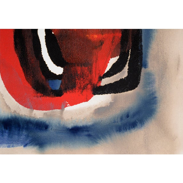 Monument in Red, Black, and Blue - Abstract Expressionist in Acrylic on Paper by Ricardo De Silva For Sale - Image 4 of 5