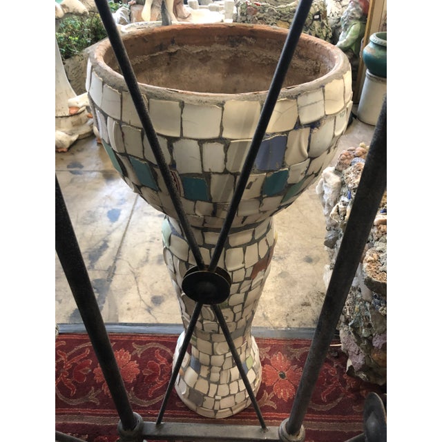 1950s Vintage Mosaic Style Old Pots With Base Stand- A Pair For Sale - Image 11 of 13