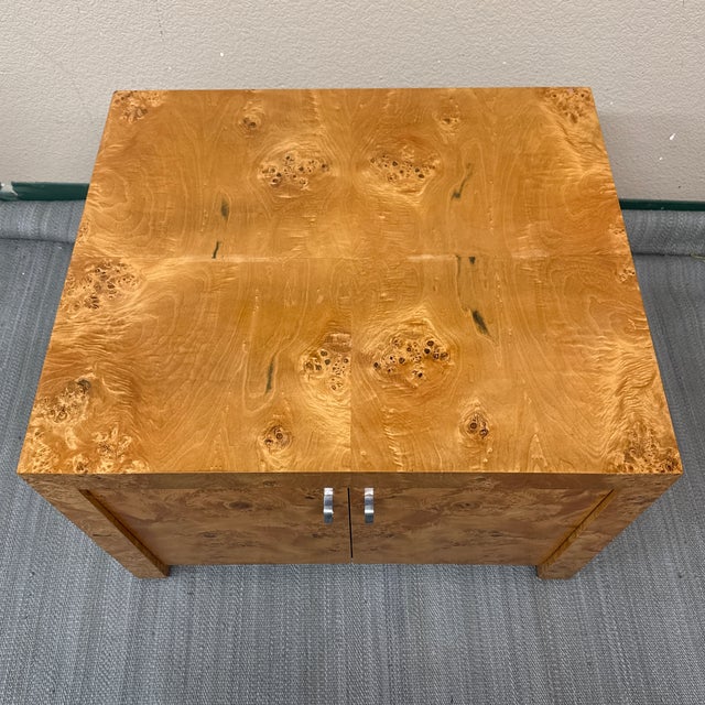 Wood Post Modern Burl Wood Side Table For Sale - Image 7 of 11