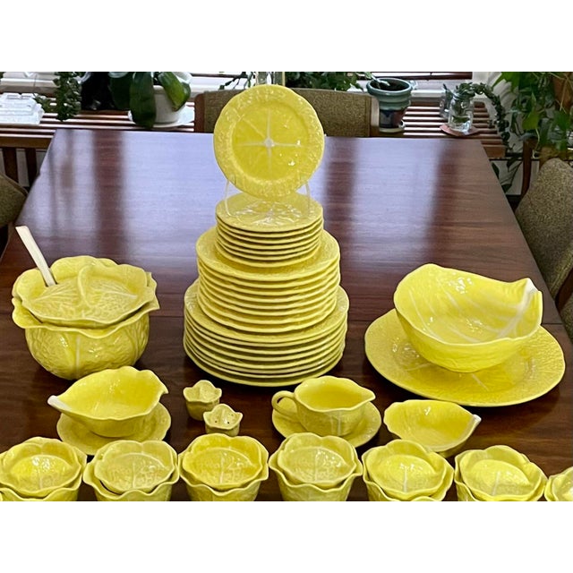 Vintage Majolica Cabbage Dinner & Serveware for 8 by Secla Portugal