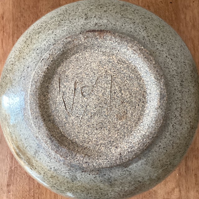 Ceramic Vintage Stoneware Studio Pottery Vase Tan/Brown Speckled Glaze Moriage Style Signed For Sale - Image 7 of 12