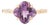 VRJewels 14k Yellow Gold Clover Amethyst Diamond Cocktail Ring Size 6.5 For Sale
