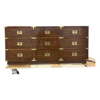 Vintage Campaign Lowboy by Henredon For Sale