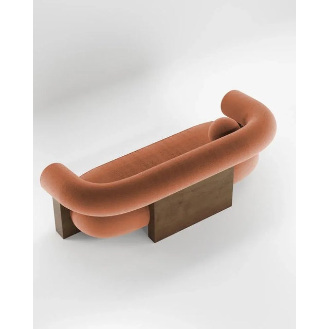Cassete Sofa in Burnt Orange and Smoked Oak by Alter Ego for Collector For Sale - Image 4 of 5