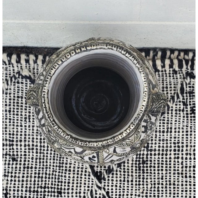 Vintage Moroccan Hand Painted Jar / Vase, Calligraphy For Sale - Image 4 of 7