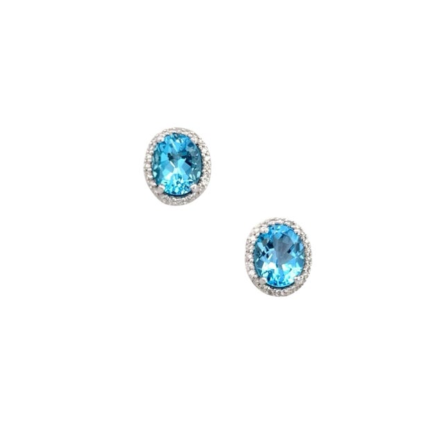 Natural Finely Faceted Quality Topaz and Diamond Stud Earrings 14k W Gold 6.98 TCW Certified $3,950 311644 This is a...