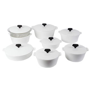 Vintage Ceramic Fire Resistant Pans from Pyroflam de Luxe, Set of 8 For Sale