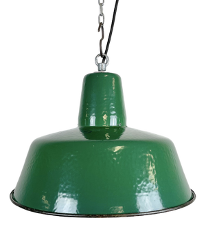 Industrial Green Enamel Pendant Lamp, 1960s