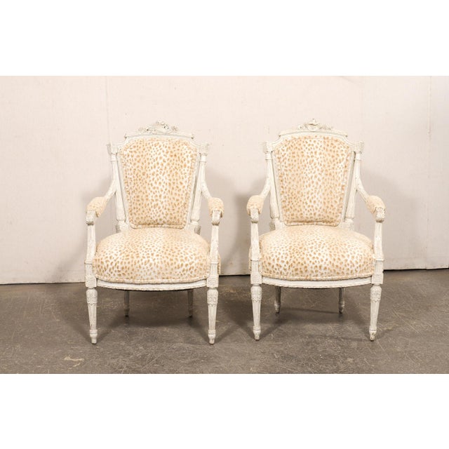 Off-white French Louis XVI Style Fauteuils, 19th C. For Sale - Image 8 of 13
