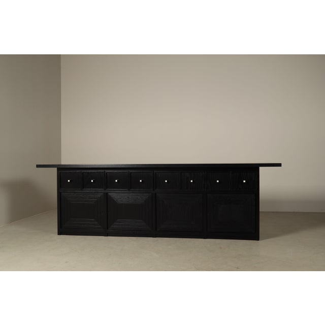 Large Architectural 4-Door Sideboard in Ebonized Wood, 1990s For Sale - Image 16 of 17