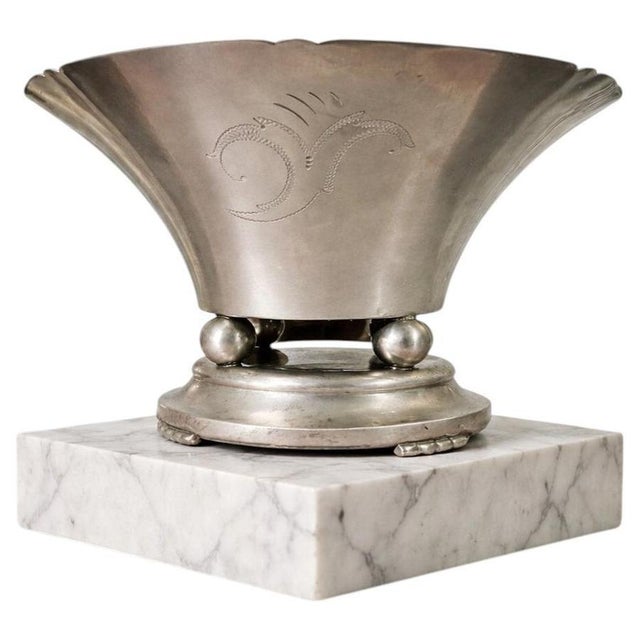 Swedish Modern Art Deco Pewter Centerpiece Bowl by Bröderna Edlund, 1929 For Sale - Image 9 of 9