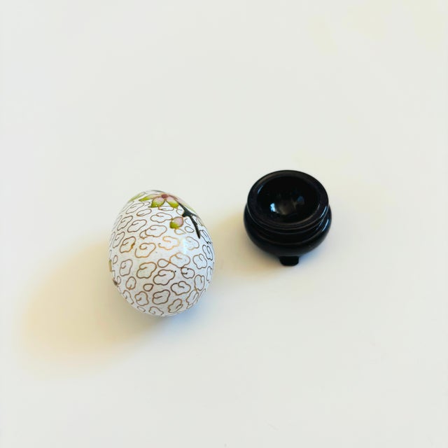 Small Vintage Cloisonne Egg Incense Holder on Stand For Sale - Image 9 of 9