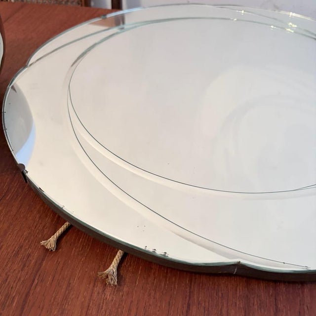 Contemporary Art Deco Revival Hollywood Regency Layered Circular Wall Mirror, 1960s For Sale - Image 3 of 11