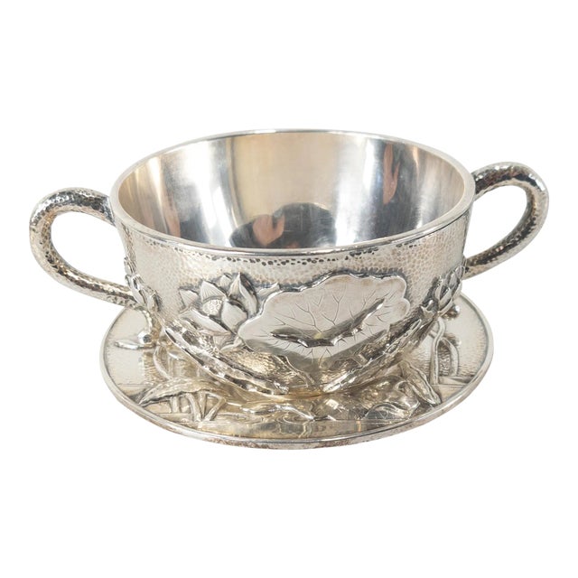 Japanese Sterling Silver Lotus Bowl by Yokohama for Arthur & Bond For Sale
