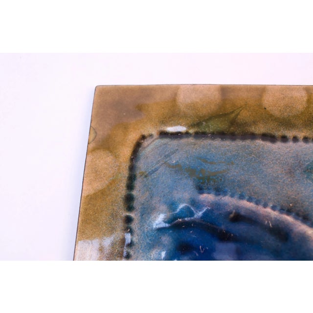 Blue Vintage Enamel on Copper "Eagle" Plaque For Sale - Image 8 of 12