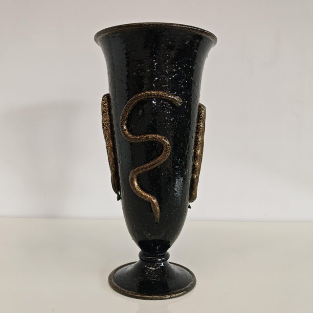 Artistic Murano Glass Vase, Snake Decoration, Pulegoso Napoleone Martinuzzi for Venini 1930s by Napoleone Martinuzzi For Sale - Image 10 of 18