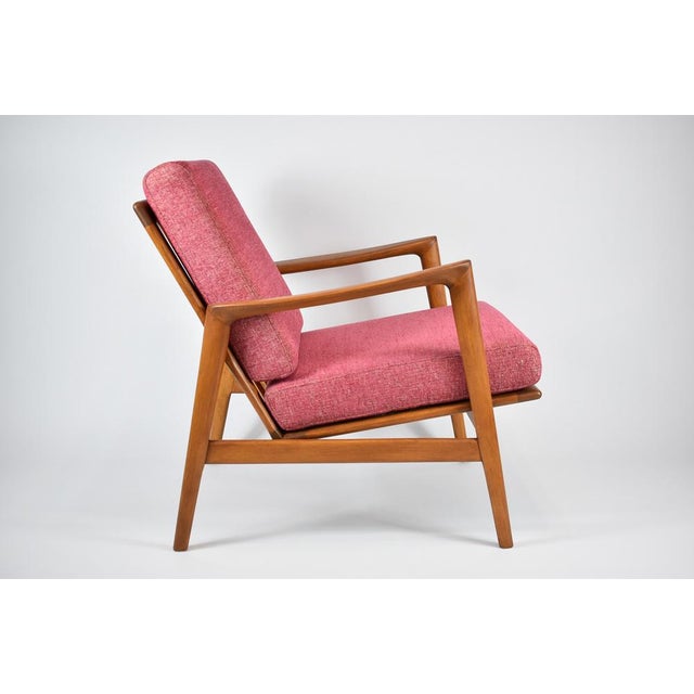 Scandinavian Armchair in Pink Fabric, 1960s For Sale - Image 6 of 10