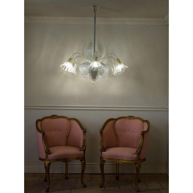 Vintage Six-Light Murano Blown Glass Chandelier from Barovier & Toso, 1930s For Sale - Image 9 of 15