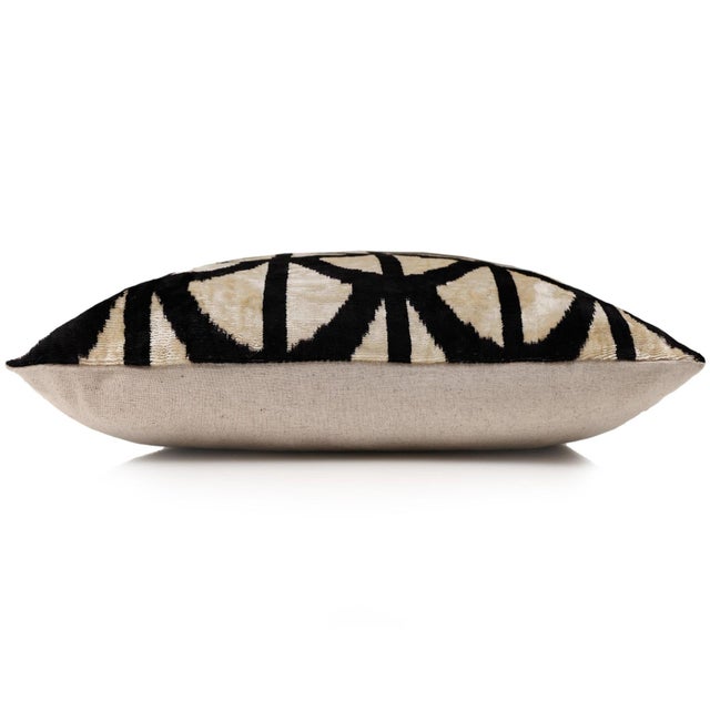 The Artisan Geometric Silk Velvet Pillow - Beige Bronze & Gold 20x20 In For Sale - Image 4 of 8