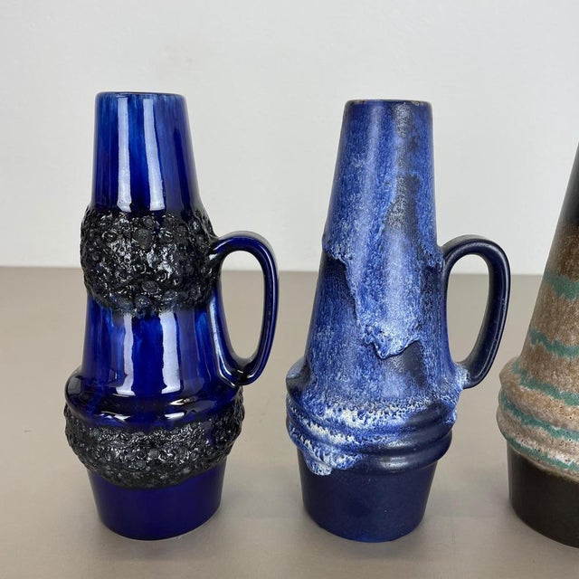 1970s Vintage Pottery Fat Lava Vases attributed to Scheurich, Germany, 1970s, Set of 4 For Sale - Image 5 of 18