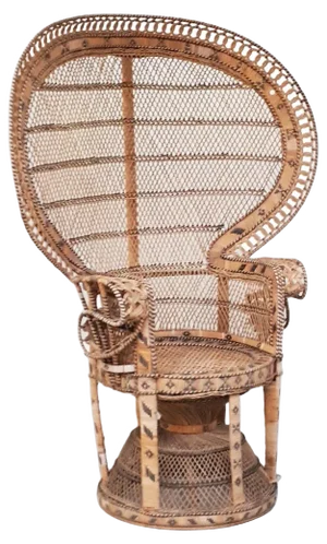 Mid-Century Oriental Straw Peacock Armchair, 1970s