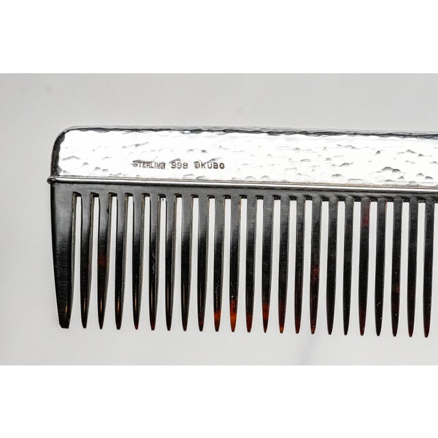 Stunning Antique Japanese Sterling Silver Vanity Set Okubo Hand Hammered Dressing Table Set Brush Comb Mirror Luxury Home Decor For Sale - Image 16 of 18