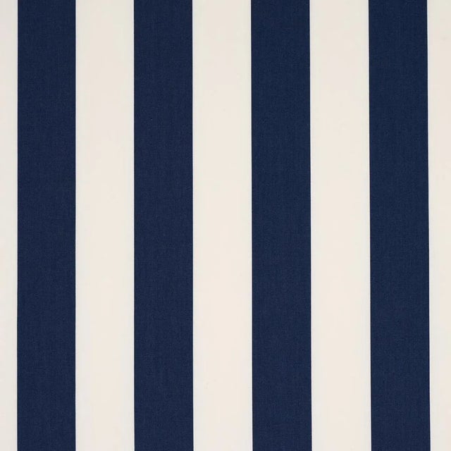 Schumacher James Stripe Fabric in Navy For Sale