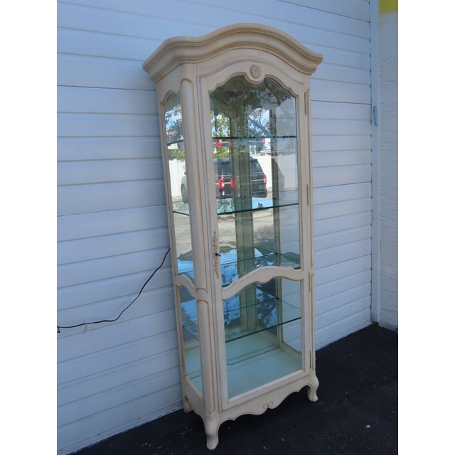 Ethan Allen French Tall Narrow Painted Curio China Display Cabinet Vitrine 6888 For Sale - Image 15 of 16