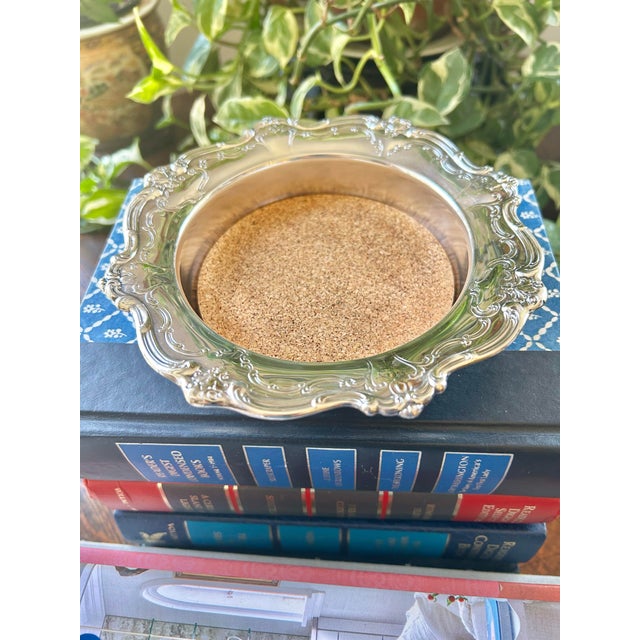 Rococo Vintage Gorham “Chantilly” Silver Plate Wine Coaster With Cork Liner For Sale - Image 3 of 8
