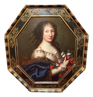 Circle of Pierre Mignard, Female Portrait with Flowers, Oil on Canvas, 17th Century, Framed