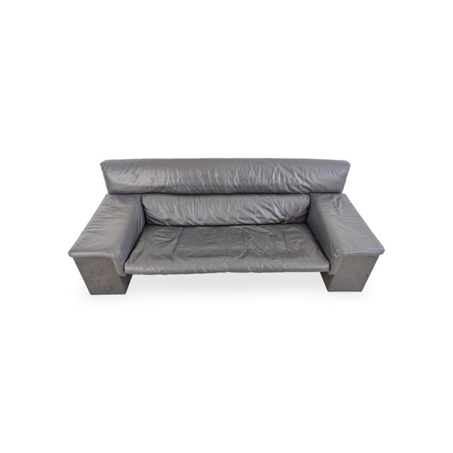 Postmodern Black Leather Brigadier Three-Seater High-Back Chair by Cini Boeri for Knoll For Sale - Image 3 of 13