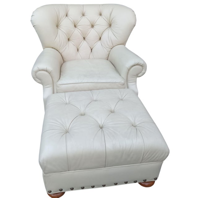 Timeless American Style and Benchmade Craftsmanship of a Writer's Club Chair and Ottoman. For Sale In Raleigh - Image 6 of 12