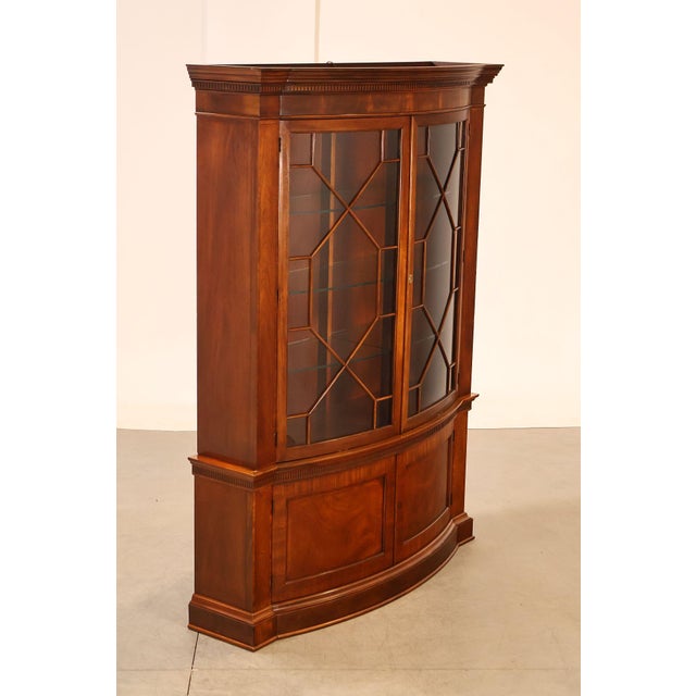 High Quality American Made Mahogany Display Cabinet Bookcase with Pair of Glazed Doors Opening to Lighted Interior with...