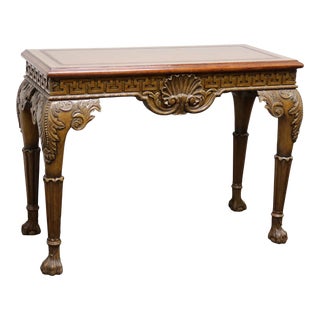Maitland Smith Georgian Style Tooled Leather Console Sofa Table For Sale